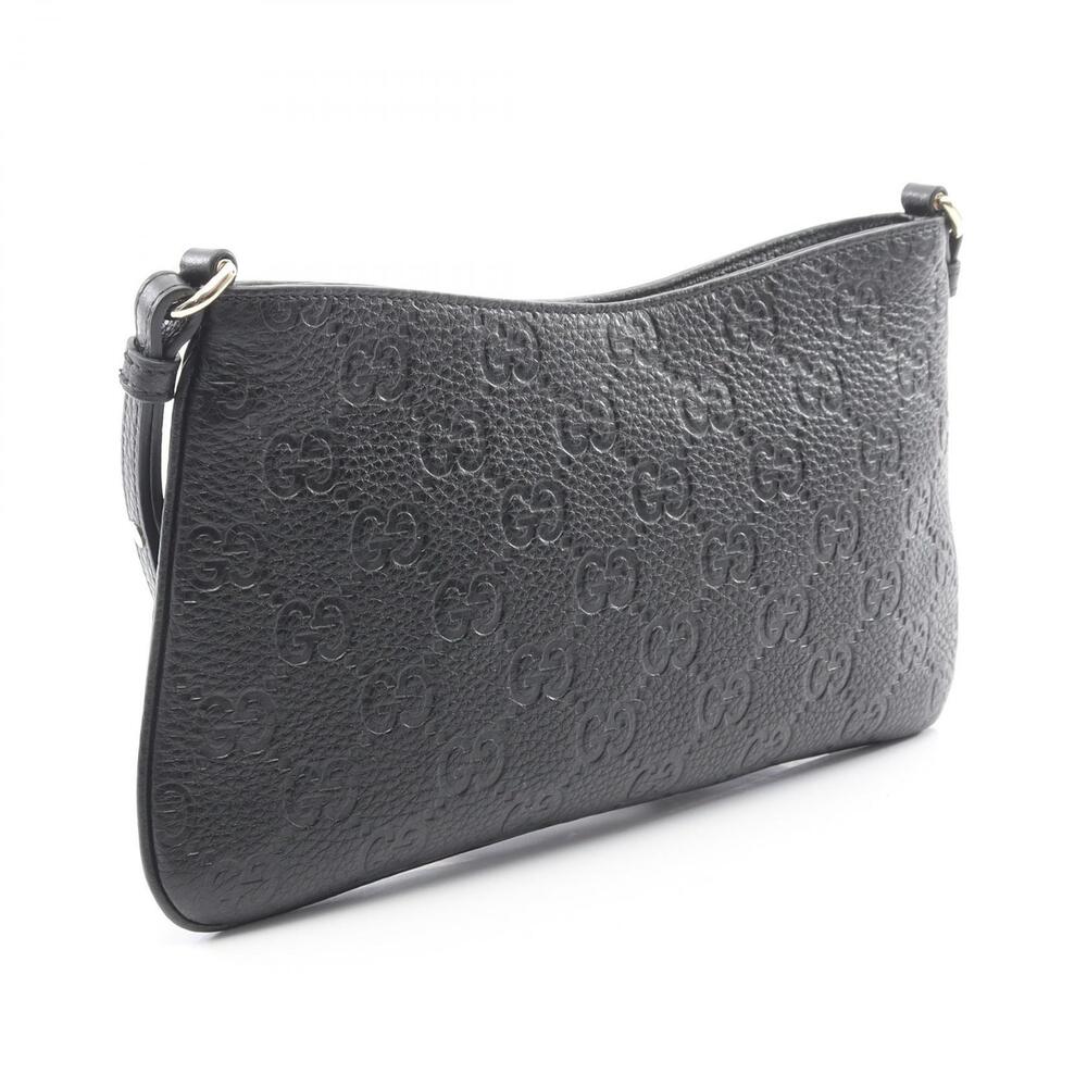 Gucci GG Emblem Handbag Leather Black